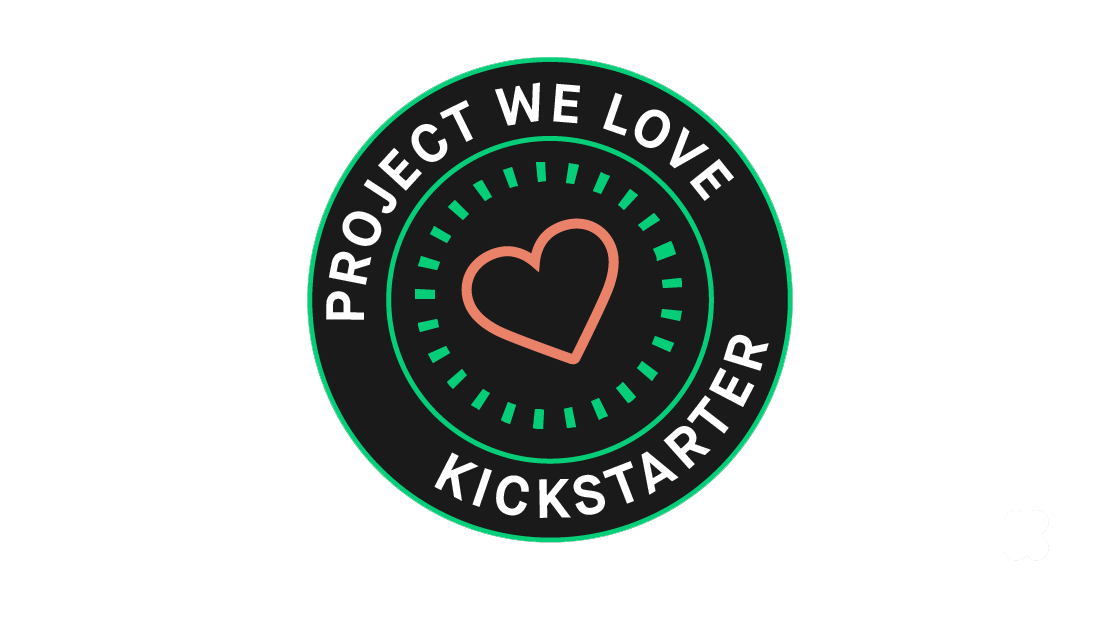 Kickstarter's coveted Project We Love badge graphic.